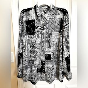 Van Heusen Black & White Floral & Geometric Abstract prints, Long sleeves tunic.